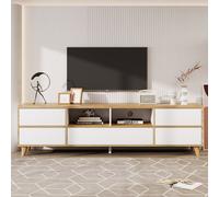 Mueble de TV Fortuna Lai, bajo de televisión con cajones, compartimentos y puertas, en estilo rústico natural. Ideal para salones. Dimensiones: 175 cm de largo x 37 cm de ancho x 51 cm de alto