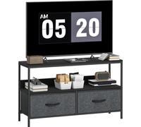 Mueble de TV HOMCOM, bajo con 2 cajones, compartimento abierto, mesa de televisión de 98 cm