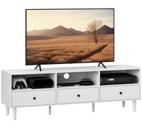 Mueble de TV HOMCOM de 140 cm, con cajones y 3 compartimentos abiertos, color blanco
