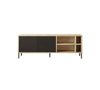 Mueble de tv isabela 2 puertas y 4 compartimentos cambria/grafito 48,9x140x40 cm