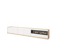 Mueble de TV Kroma 3 armarios con chimenea derecha blanco/natural 49,5x309,2x35 cm White/natural