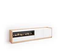 Mueble de TV Kroma 3 puertas con chimenea a la izquierda 49,5x207,2x35 cm White
