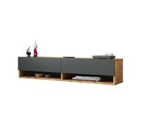 Mueble de TV "Leon" para interior y exterior – Mueble para televisión – Unidad de televisión – 2 compartimentos de almacenamiento – 140 x 31,5 x 29,5 cm – Color madera y gris antracita – Mueble decora