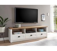 Mueble De TV Lowboard Provenzal Para Sala De Estar 160Cm Pino Blanco Roble Claro