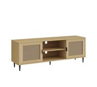 Mueble de tv lukhomso con compartimentos 152x40x54 cm - efecto roble/efecto ratán [en.casa]
