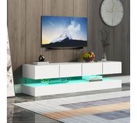 Mueble de TV Merax con base y sistema de iluminación LED de 16 colores (2 unidades), mueble para televisión con estantes abiertos, 4 cajones y control remoto, 130 cm de ancho