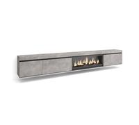Mueble de TV modelo Kroma flotante 3 puertas con chimenea centro-derecha 45x318x35 cm Cement