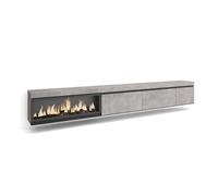 Mueble de TV modelo Kroma flotante 3 puertas con chimenea izquierda 45x318x35 cm Cement