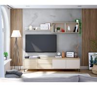 MOBELCENTER - Mueble de Salón Combi Escandinavo con 3 Puertas, 2 Cajones, Módulo y Estante, Roble Canadian/Cachemir, 200 cm (1664)
