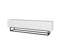 Mueble de tv nolven con 2 puertas base corta 180x32x47 cm - blanco [en.casa]