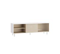 VASAGLE Mueble TV para Televisores de hasta 32/45/50/55/60 Pulgadas, Montaje Súper Rápido Sin Herramientas Toolless, para Salón, Vidrio Ranurado, Moderno, 140 x 39 x 45 cm, Blanco LTV466W01