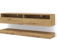 Mueble de TV suspendido, modelo Duo, 160 cm, acabado en roble "Artisan", sin iluminación