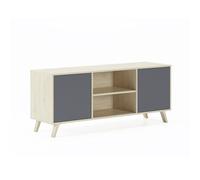 Mueble de TV Wind 2 puertas con 2 estantes natural/gris 57x137x40 cm Grey/natural