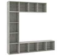Mueble De Tv Y Librería 3 Piezas Gris Hormigón 180x30x180 Cm Vidaxl