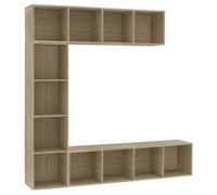 Vidaxl Mueble de TV y Librería 3 Piezas 180x30x180 Cm Blanco Sonoma oak