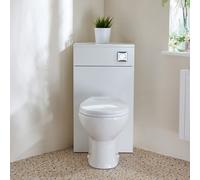 Mueble de WC de Esquina de Color Blanco - Completo con Inodoro Adosado Select y Descarga Cromada - Cluo
