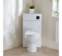 Mueble de WC de Esquina de Color Blanco - Completo con Inodoro Adosado Select y Descarga Negra - Cluo