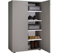 Mueble de zapato de madera | Dimensiones: H. 110 x W. 70 x D. 39 cm | Armario multiusos | 5 compartimentos | 2 puertas giratorias– Lona