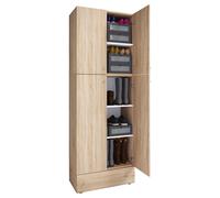 Mueble de zapato de madera | Dimensiones: H. 200 x W. 70 x D. 39 cm| Armario multiusos | 5 compartimentos | 4 puertas giratorias | cajón extra– Lona