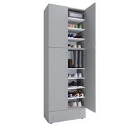 Mueble de zapato de madera | Dimensiones: H. 200 x W. 70 x D. 39 cm | Armario multiusos | 9 compartimentos | 4 puertas giratorias | cajón extra – Lona