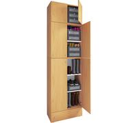 Mueble de zapato de madera | Dimensiones: H. 240 x W. 70 x D. 39 cm| Armario multiusos | 5 compartimentos | 4 puertas giratorias | Accesorio con 2 puertas | cajón extra– Lona