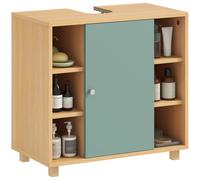 Mueble HOMCOM para debajo del lavabo, mueble de baño para debajo del lavabo con 6 estantes abiertos y puerta con cierre para debajo del lavabo