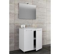 Mueble lavabo 3 piezas Conjunto mueble baño Lavabo Badinos Puerta abatible Espejo Mueble lavabo 3 piezas Conjunto mueble baño Lavabo Badinos Puerta abatible Espejo Blanco