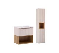Mueble lavabo 60cm y pedestal riva cashmere y madera