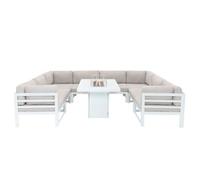 Mueble Modular De Jardín De 9 Plazas Con Sillón Y Mesa Para Fogata - Blanco