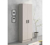 Mueble Multiusos Armario Auxiliar Color Beige - 2 Puertas, 4 Baldas, Práctico y Funcional, Madera, 60x180x35 cm