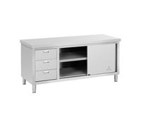 Mueble neutro de acero inoxidable - ECO - 180 x 70 cm - 600 kg - 3 cajones - Royal Catering