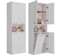 Mueble para baño y estantería NEL DK 1K con cesta y 1 puerta | Blanco mate | 60x30x174 cm