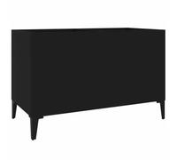Mueble para Discos Madera Contrachapada Negro 74,5x38x48 cm | Almacenaje LP, Patas Metal, Estilo Industrial, Auxiliar Salon, Oficina
