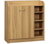 Mueble para guardar zapatos HOMCOM, para 12 pares de zapatos, zapatero con 4 compartimentos abiertos y estante doble ajustable, armario - 83L x 30L x 90H cm - Marrón