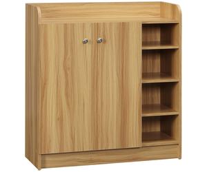 Mueble para guardar zapatos HOMCOM, para 12 pares de zapatos, zapatero con 4 compartimentos abiertos y estante doble ajustable, armario - 83L x 30L x 90H cm - Marrón