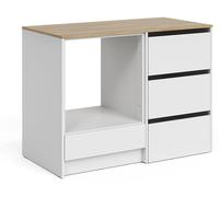 Mueble para horno Vicco Viktor Blanco/Roble artesanal 116.8 cm con 4 prácticos cajones, Model 62866