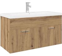 Mueble para lavabo con lavabo empotrado artesanal de roble