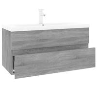 Mueble para lavabo de vidaXL con lavabo integrado, color gris Sonoma, fabricado en material de imitación madera