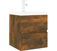 Mueble para lavabo de vidaXL con lavabo integrado, fabricado en material de madera con efecto roble ahumado