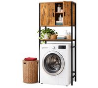 Mueble para lavadora Relaxdays, con 3 compartimentos, estante superior para lavadora, secadora o inodoro, dimensiones 170x64x27 cm, color marrón/