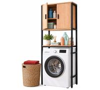 Mueble para lavadora Relaxdays, con 3 compartimentos, estante superior para lavadora, secadora o inodoro, dimensiones 170x64x27 cm, color /natural