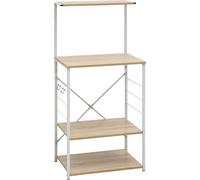 Mueble para microondas, blanco y color roble, de 60 x 39,6 x 123 cm, material compuesto