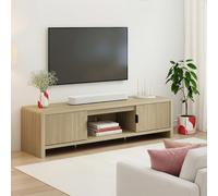 Mueble para televisión "Lukkodso" con 3 compartimentos y 2 puertas, dimensiones 150 x 40 x 40 cm, acabado en imitación roble