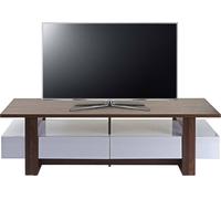 Mueble para televisor HWC-B51, mueble bajo para televisión, armario, diseño con estructura 3D, aspecto de nuez pulida de alto brillo, 46 x 150 x 45 cm