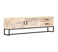 Mueble Para Tv De Madera Maciza De Acacia Blanco 140x30x45 Cm Vidaxl
