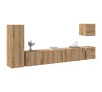 Mueble para TV de pared madera contrachapada artesanal 5 piezas
