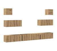 Mueble Para Tv De Pared Madera Contrachapada Artesanal 7 Piezas Vidaxl