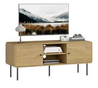 Mueble para TV HOMCOM de 120 cm, Soporte para Televisores de hasta 55 Pulgadas con Esquinas Redondeadas, Organizador de Cables, 2 Compartimentos Abiertos, Patas de Acero, Mueble de TV Moderno para