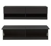 Mueble para TV - Mueble de TV - Cajón para TV - Mueble multimedia - Mueble de entretenimiento - Suspendido - 140x35 cm - Negro mate