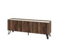 Mueble para tv trorlon 4 puertas 160x40x55 cm nogal/travertino [en.casa]
